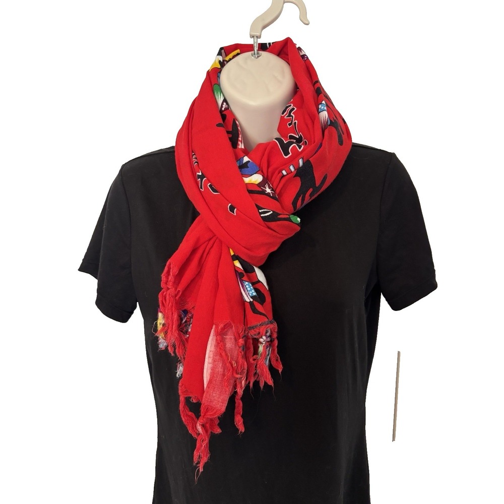 Hakuna Matata Red Fring Scarf Wrap Shawl Colorful Multi-Functional African Batik